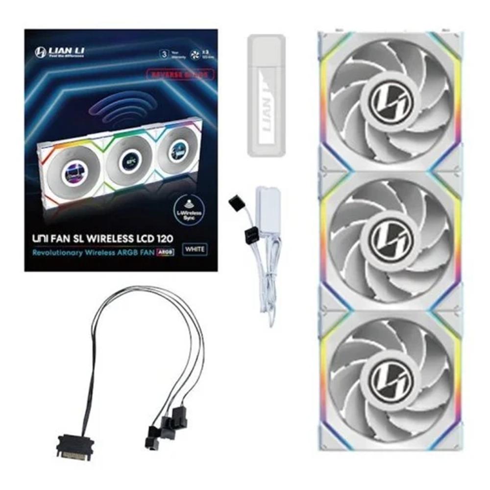 Ventilador lian li unifan sl inalambrico lcd argb 3x 120mm blanco