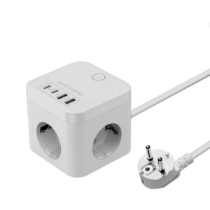 Cargador de pared mars gaming md - cube35w 35w 3x schuko 2x usb tipo c 2x usb tipo a blanco