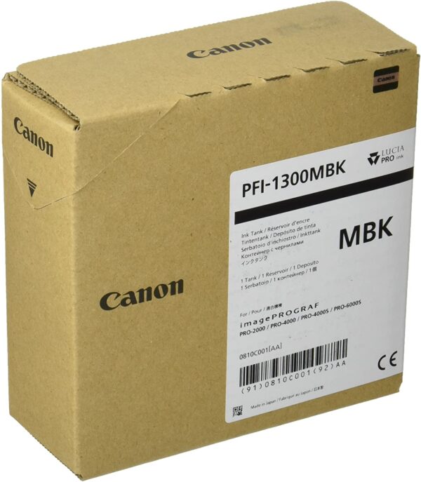 Cartucho canon pfi - 1300 mbk negro mate pro2000 -  pro4000 -  pro4000s -  pro6000 -  pro6000s - Imagen 3