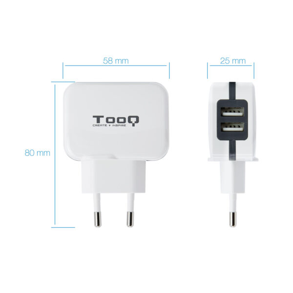 Cargador pared usb tooq tqwc - 11s02wt 2xusb 3.4 blanco - Imagen 2