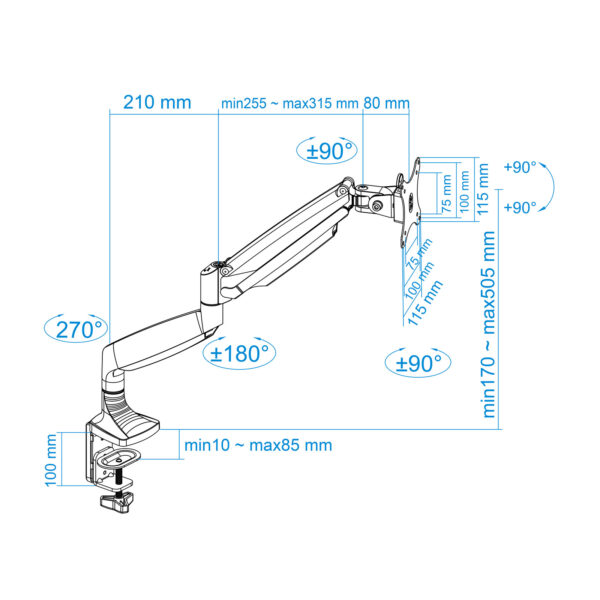 Soporte mesa monitor tooq db3032tnr - s 13 - 32 pulgadas max 9kg - Imagen 3