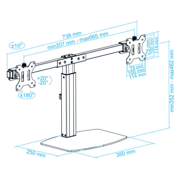 Soporte monitor de mesa tooq para 2 pantallas 17 pulgadas - 27 pulgadas - Imagen 3