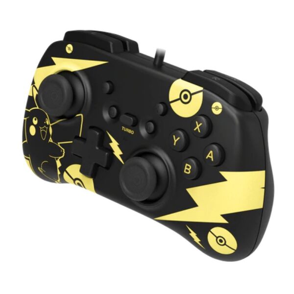 Gamepad hori controller mini pikachu black & gold para nintendo switch - Imagen 3