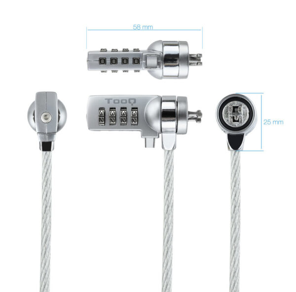 Cable seguridad tooq combinacion 1.5m - Imagen 2