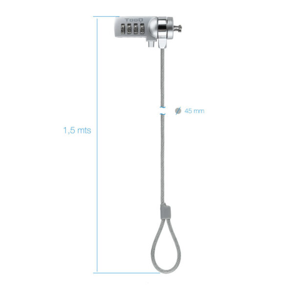 Cable seguridad tooq combinacion 1.5m - Imagen 3