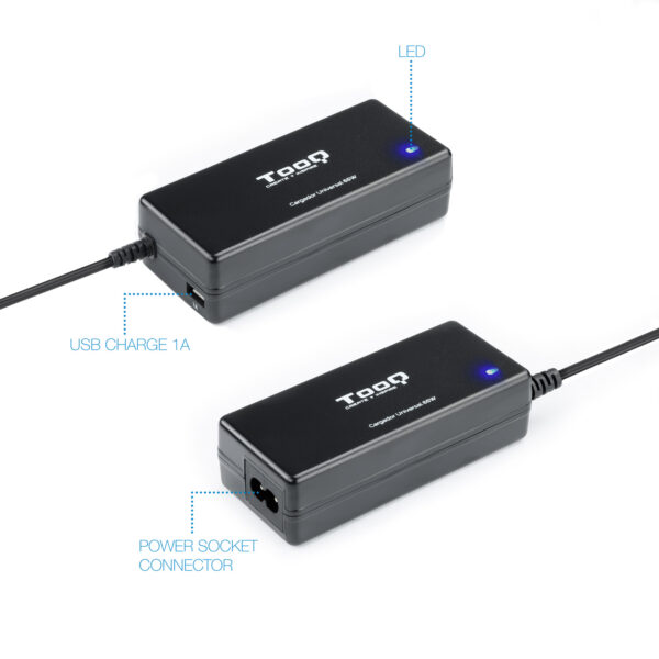 Cargador portatil universal tooq tqlc - 65bs02at 65w 1 x usb 8c negro - Imagen 3