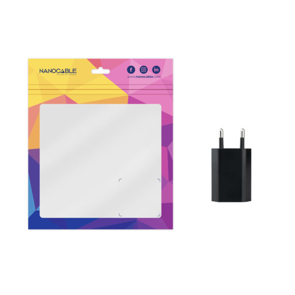 Mini cargador usb nanocable con enchufe integrado negro - Imagen 3