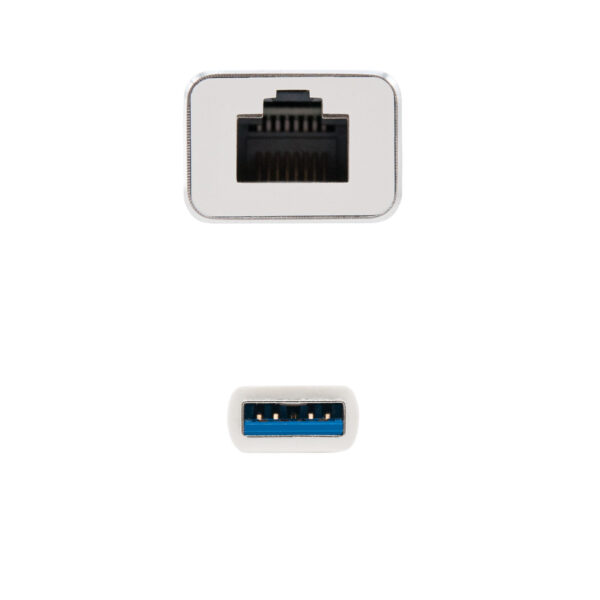 Cable conversor usb 3.0 a gigabit ethernet nanocable 10 - 100 - 1000mbps 15cm -  macho - hembra -  aluminio - Imagen 3