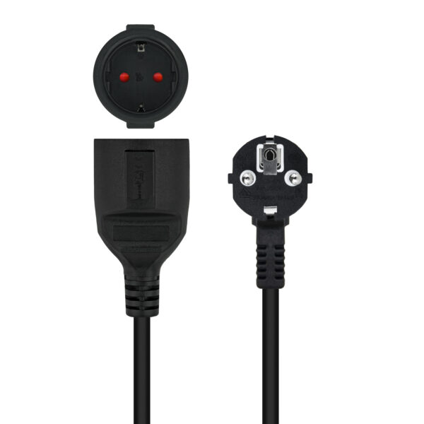 Cable de alimentacion schuko nanocable 3m -  macho - hembra -  negro - Imagen 3