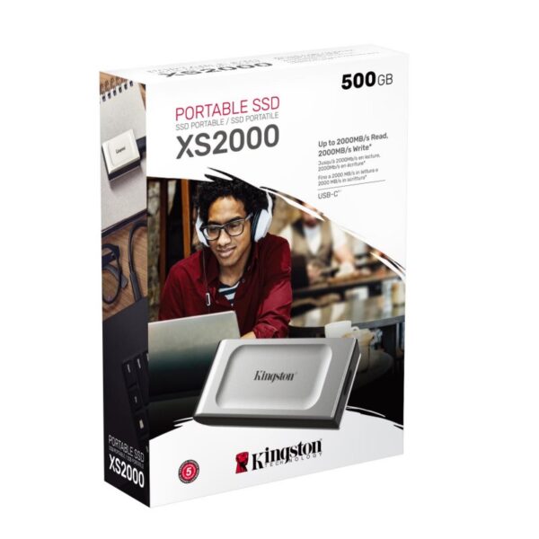 Disco duro externo solido ssd kingston xs2000 portable 500gb usb tipo c - Imagen 3