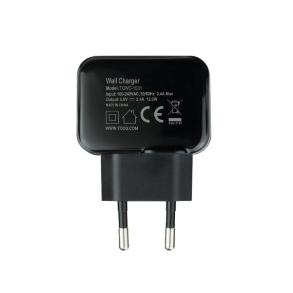 Cargador de pared tooq usb -  12w -  negro - Imagen 3