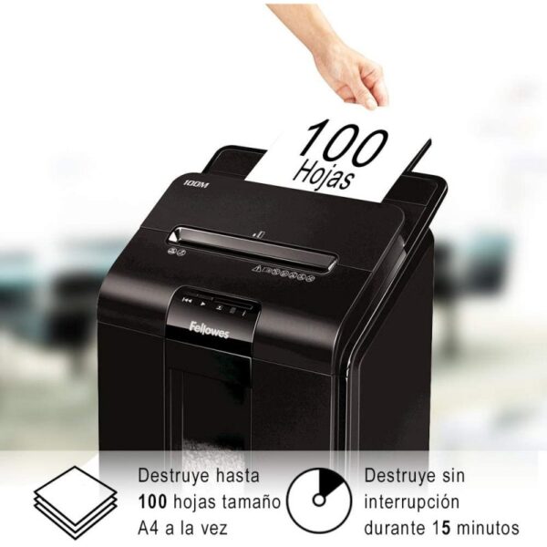 Destructora de papel fellowes automax 100m corte en particula 4x10mm - 23 litros - Imagen 3