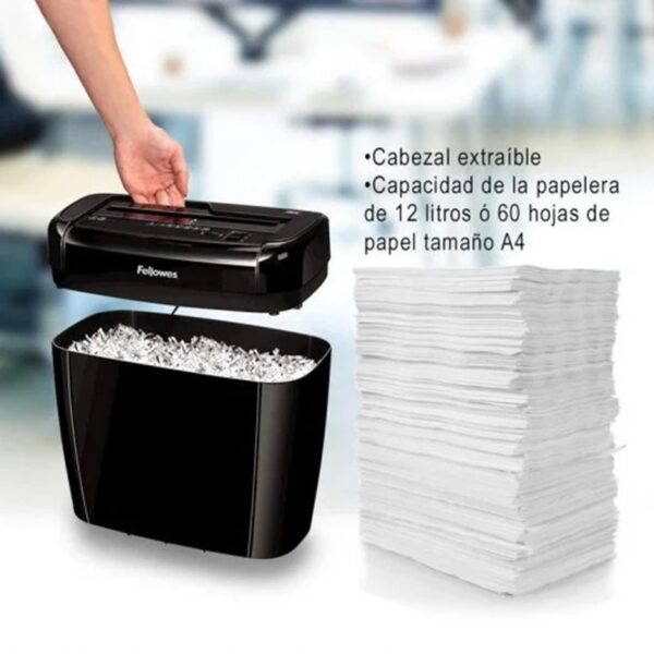 Destructora de papel fellowes 36c corte en particula 4x40mm - 12 litros - Imagen 2