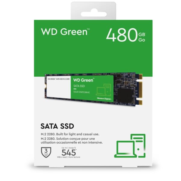 Disco duro interno ssd wd western digital green wds480g3g0b 480gb m.2 sata 3 - Imagen 3