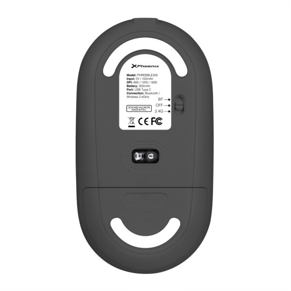Phoenix rebble ratón inalambrico bluetooth y 2.4 ghz hasta 3 dispositivos con receptor usb clic silencioso para portátil notebook pc chomebook mac color negro - Imagen 3
