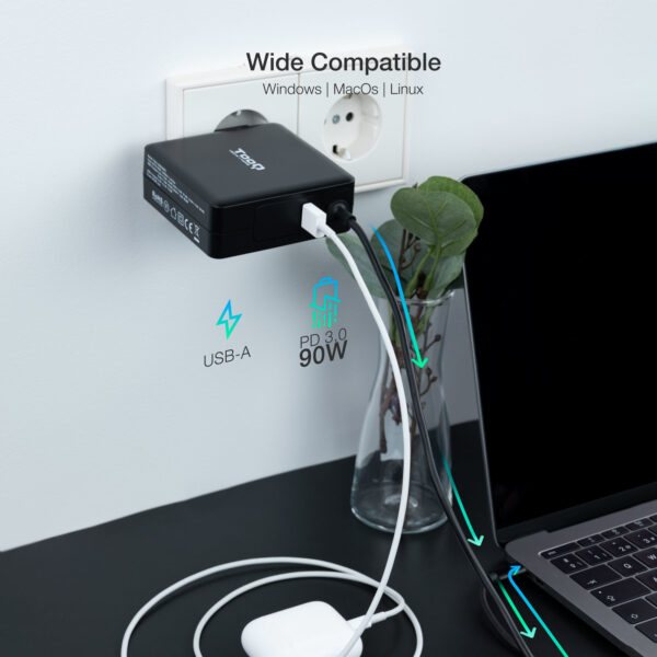 Cargador portatil tooq tqlc - usbc90pd 90w usb tipo c negro - Imagen 3