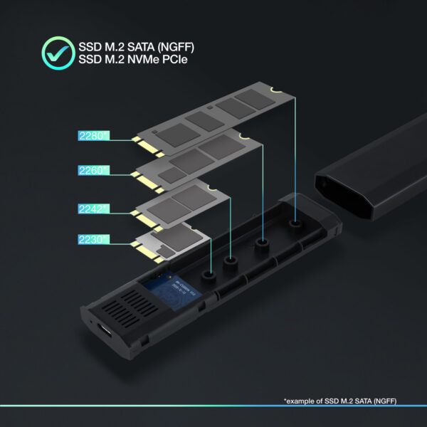 Caja externa tooq tqe - 2223b para ssd m.2 usb tipo c negro - Imagen 3