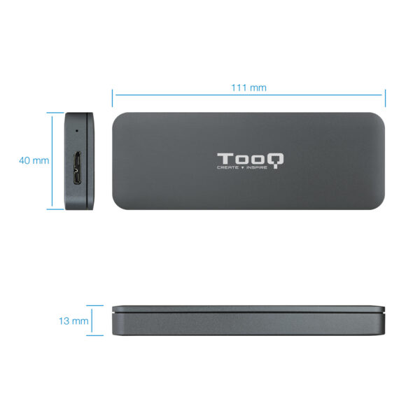 Caja externa tooq tqe - 2281g para ssd m.2 usb tipo c gris - Imagen 2