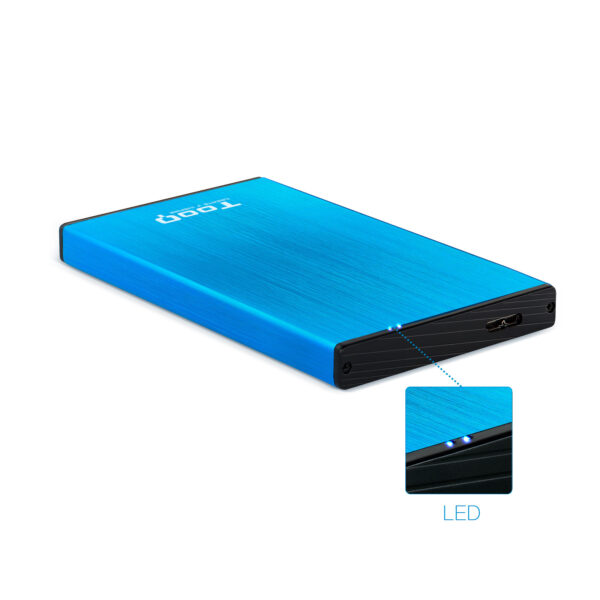Caja externa tooq tqe - 2527bl para hdd 2.5 pulgadas 9.5mm sata 3 usb 3.0 - 3.1 azul - Imagen 2