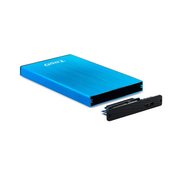 Caja externa tooq tqe - 2527bl para hdd 2.5 pulgadas 9.5mm sata 3 usb 3.0 - 3.1 azul - Imagen 3