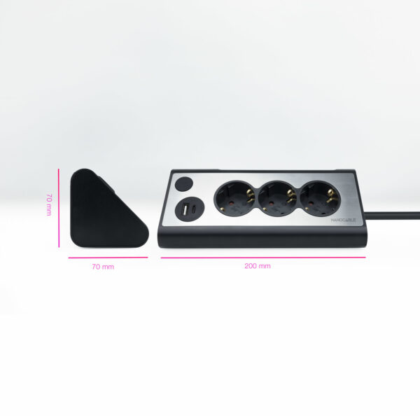 Regleta 3 tomas 1.5m con interruptor nanocalbe usb tipo a -  usb tipo c -  230v -  proteccion -  negro - Imagen 2