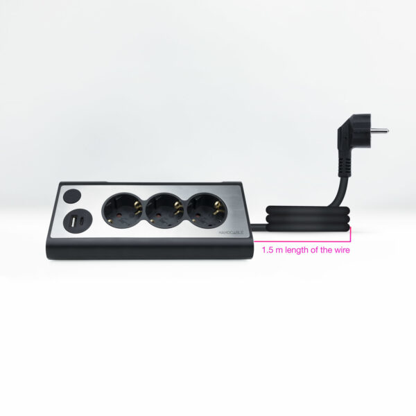 Regleta 3 tomas 1.5m con interruptor nanocalbe usb tipo a -  usb tipo c -  230v -  proteccion -  negro - Imagen 3