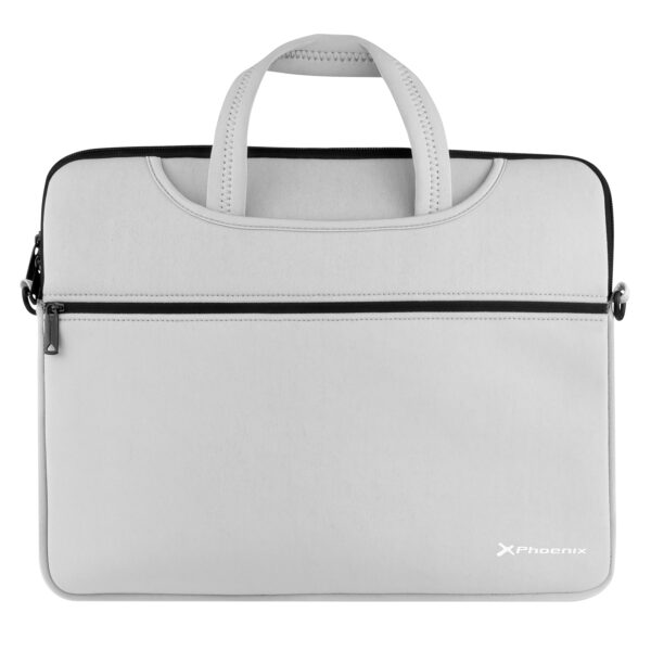 Funda maletin neopreno phoenix para portátil o tablet hasta 14 pulgadas interior terciopelo gris - Imagen 2