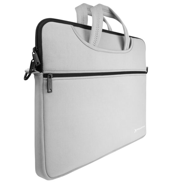 Funda maletin neopreno phoenix para portátil o tablet hasta 16 pulgadas interior terciopelo gris - Imagen 3