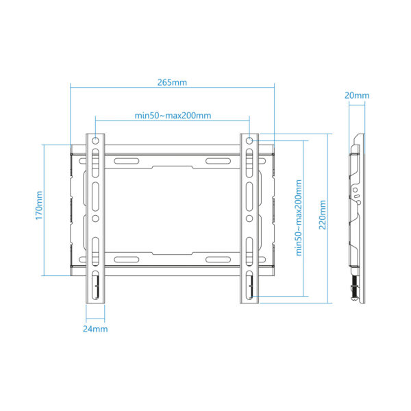 Soporte pared tv television monitor tooq lp1043f - b 23 pulgadas - 43 pulgadas carga maxima 45kg - Imagen 3