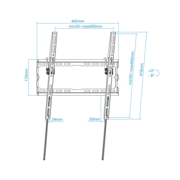 Soporte pared tv television monitor tooq lp1071t - b 32 pulgadas - 70 pulgadas carga maxima 45kg - Imagen 3