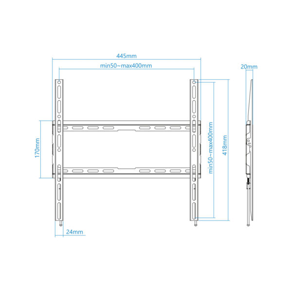 Soporte pared tv television monitor tooq lp1070f - b 32 pulgadas - 70 pulgadas carga maxima 45kg - Imagen 3