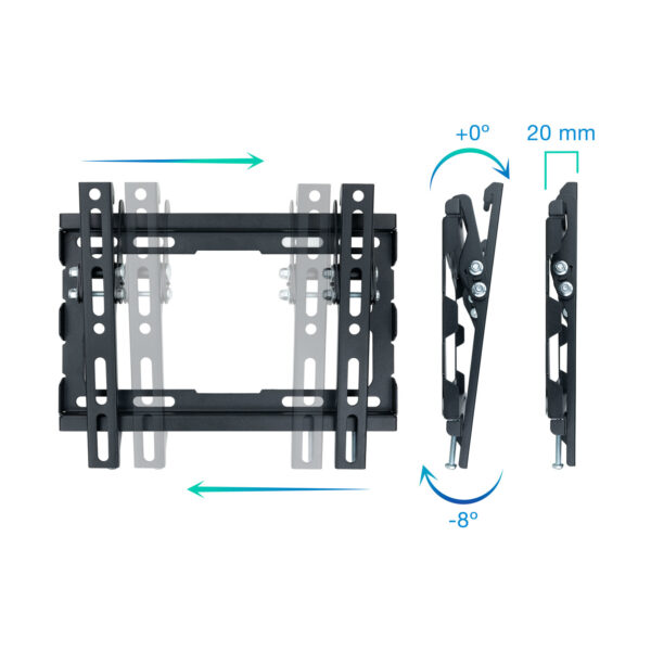 Soporte pared tv television monitor tooq lp1044t - b 23 pulgadas - 43 pulgadas carga maxima 45kg - Imagen 2