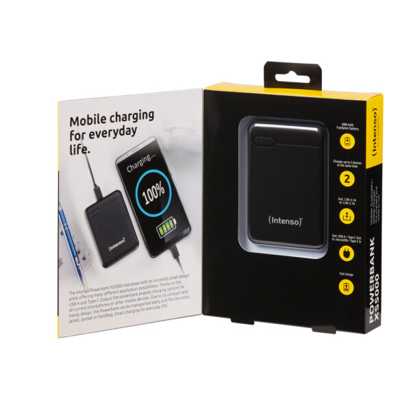 Powerbank intenso xs5000 5000mah usb tipo a usb tipo c negro - Imagen 3