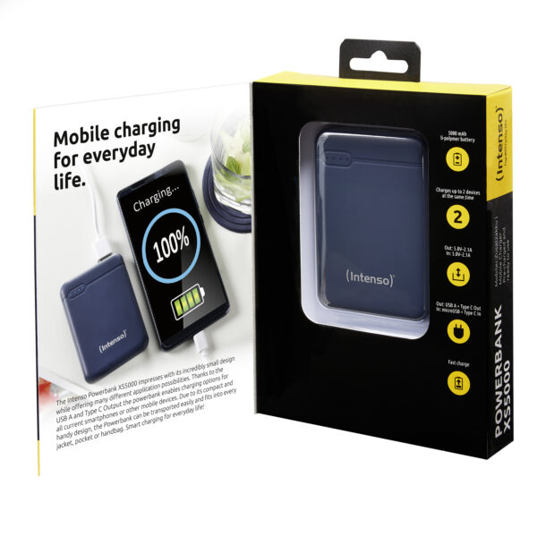 Powerbank intenso xs5000 5000mah usb tipo a usb tipo c azul - Imagen 3