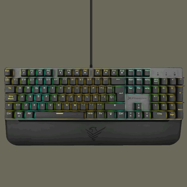 Teclado mecanico gaming phoenix mk1 elite full rgb configurable switches brown usb con reposamuñecas
