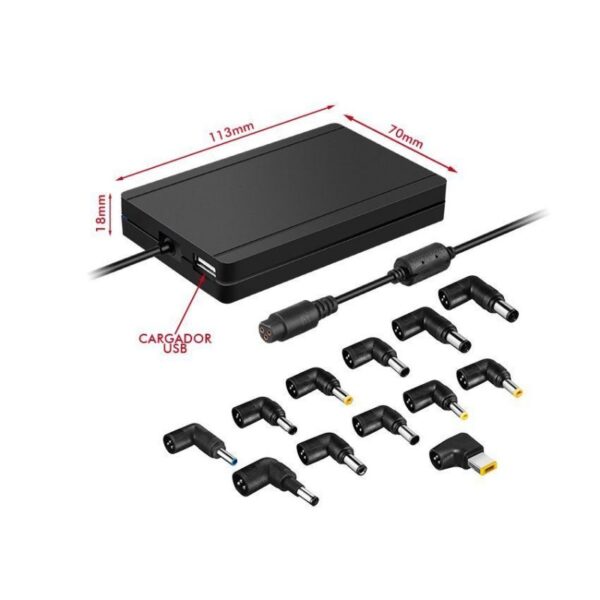 Cargador portatil automatico universal leotec 90w slim hub usb negro - Imagen 2