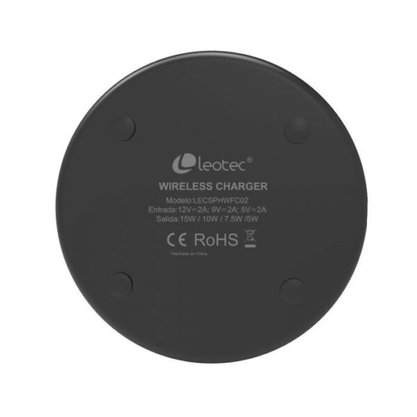 Cargador inalambrico leotec con cable tipo c 15w carga rapida negro - Imagen 2