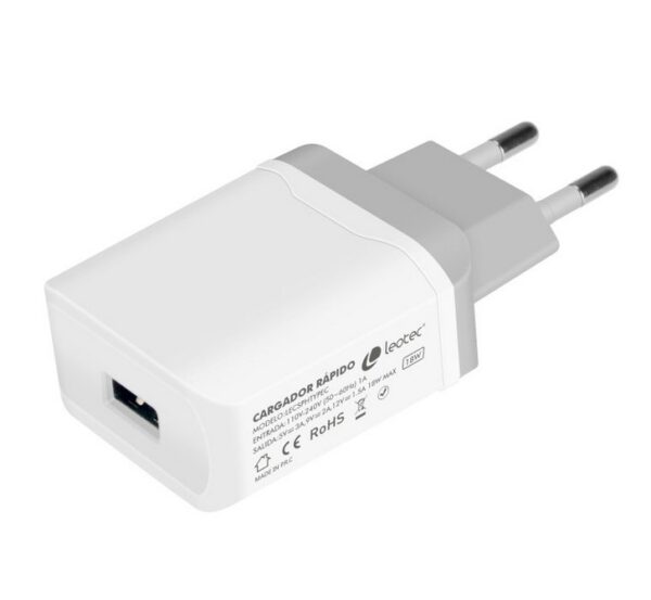 Cargador de pared leotec con cable tipo c 20w carga rapida blanco - Imagen 2