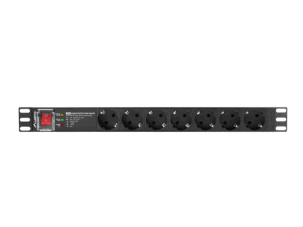 Regleta lanberg 1u 16a 7x schuko rack 19 pulgadas 2m negro