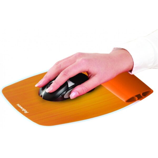 Alfombrilla reposamuñecas flexible fellowes naranja base antideslizante - Imagen 2