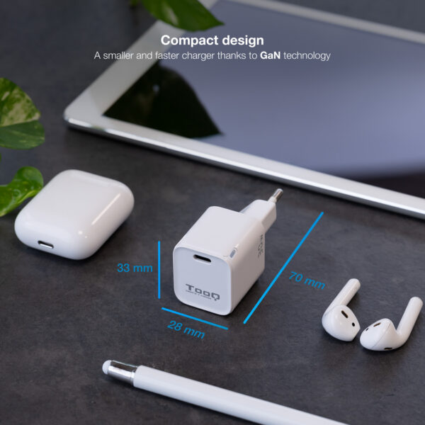 Cargador de pared tooq usb - c blanco 30w - Imagen 3