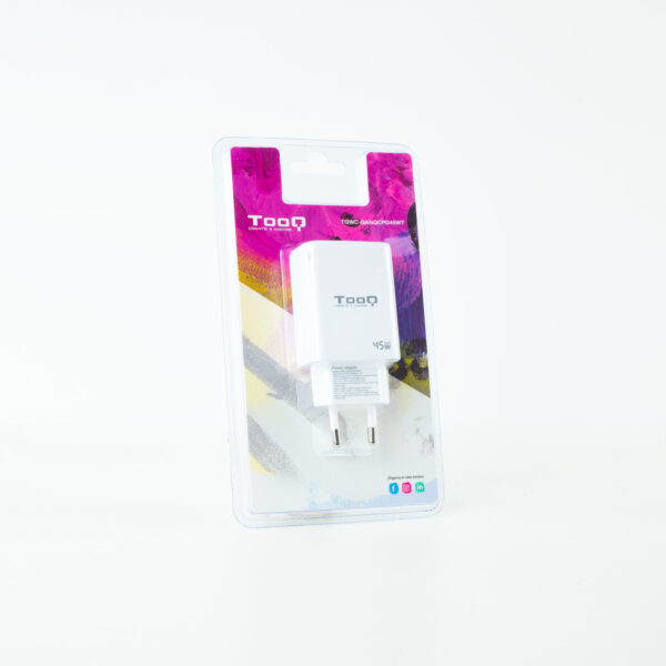 Cargador de pared tooq doble usb - c + usb a blanco 45w - Imagen 2