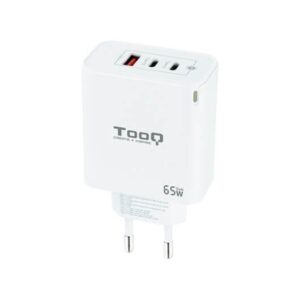 Cargador de pared tooq triple 2xusb - c + usb a blanco 65w