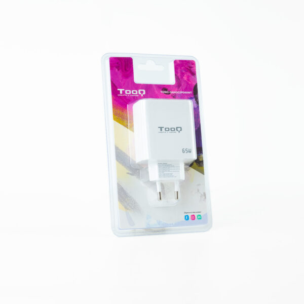 Cargador de pared tooq triple 2xusb - c + usb a blanco 65w - Imagen 2