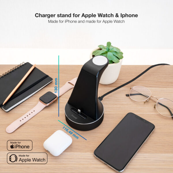 Base de carga tooq apple watch+iphone lightning - Imagen 2