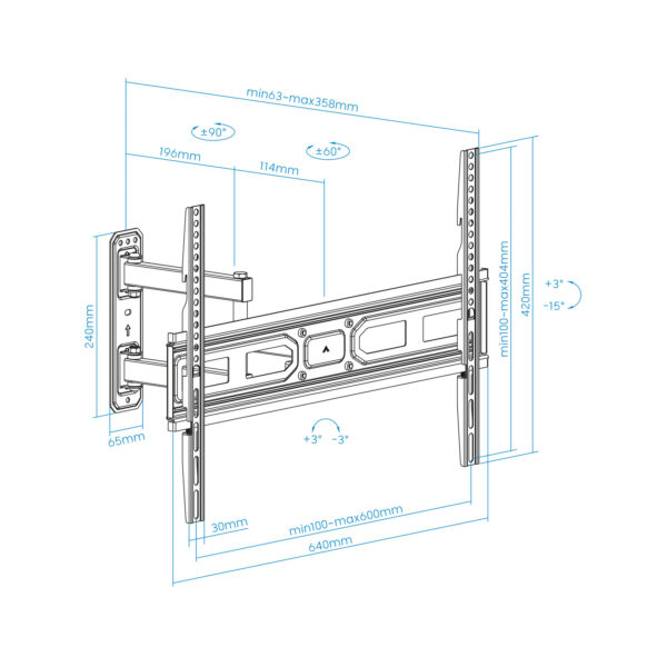 Soporte de pared tooq para pantallas 37 pulgadas -  70 pulgadas - Imagen 2