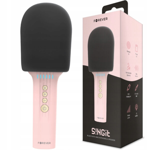 Microfono bluetooth forever bms - 500 con altavoz rosa - Imagen 2
