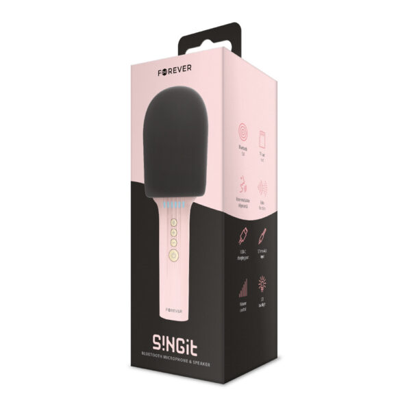 Microfono bluetooth forever bms - 500 con altavoz rosa - Imagen 3
