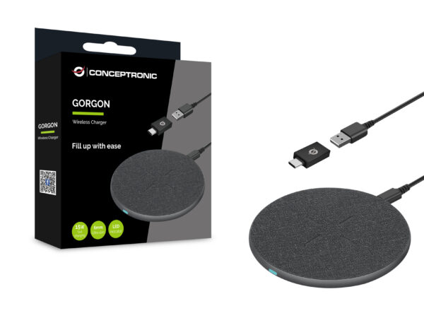 Cargador inalambrico carga rapida conceptronic gorgon03g qi usb tipo c -  15w -  aluminio - Imagen 2