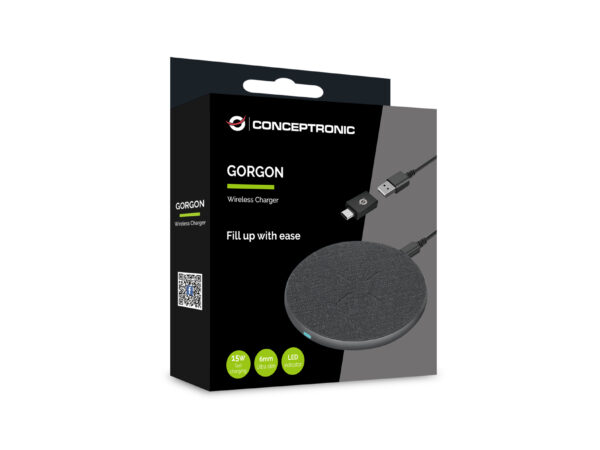 Cargador inalambrico carga rapida conceptronic gorgon03g qi usb tipo c -  15w -  aluminio - Imagen 3
